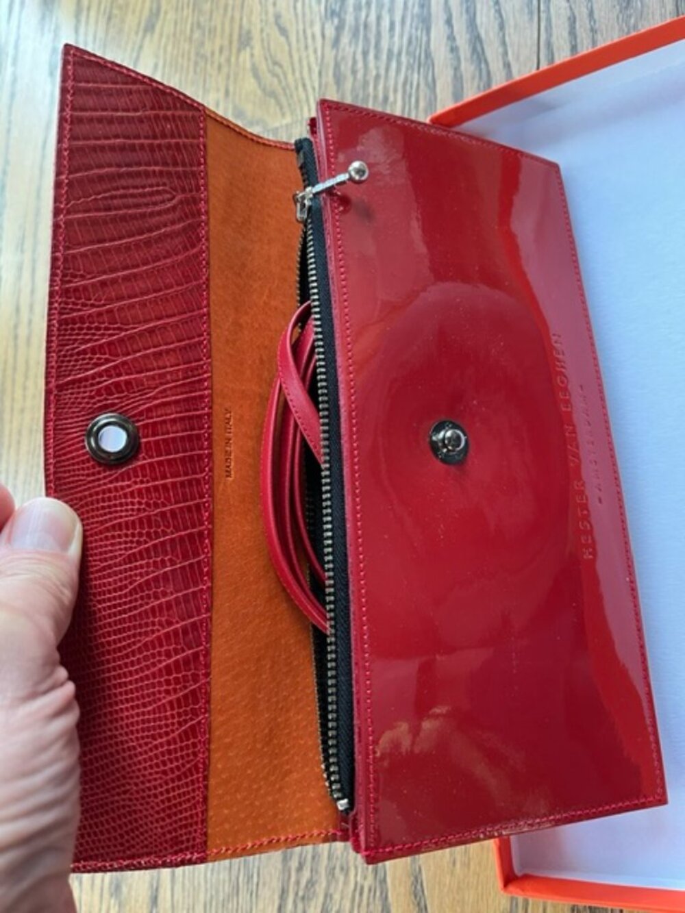 Hester van Eeghen Red Leather Clutch Wallet